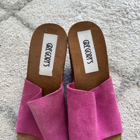GREGORYS FSF Slip On Birk Bottom cork Wedge sandals pink fuschia suede 41 / 10 - Picture 13 of 14